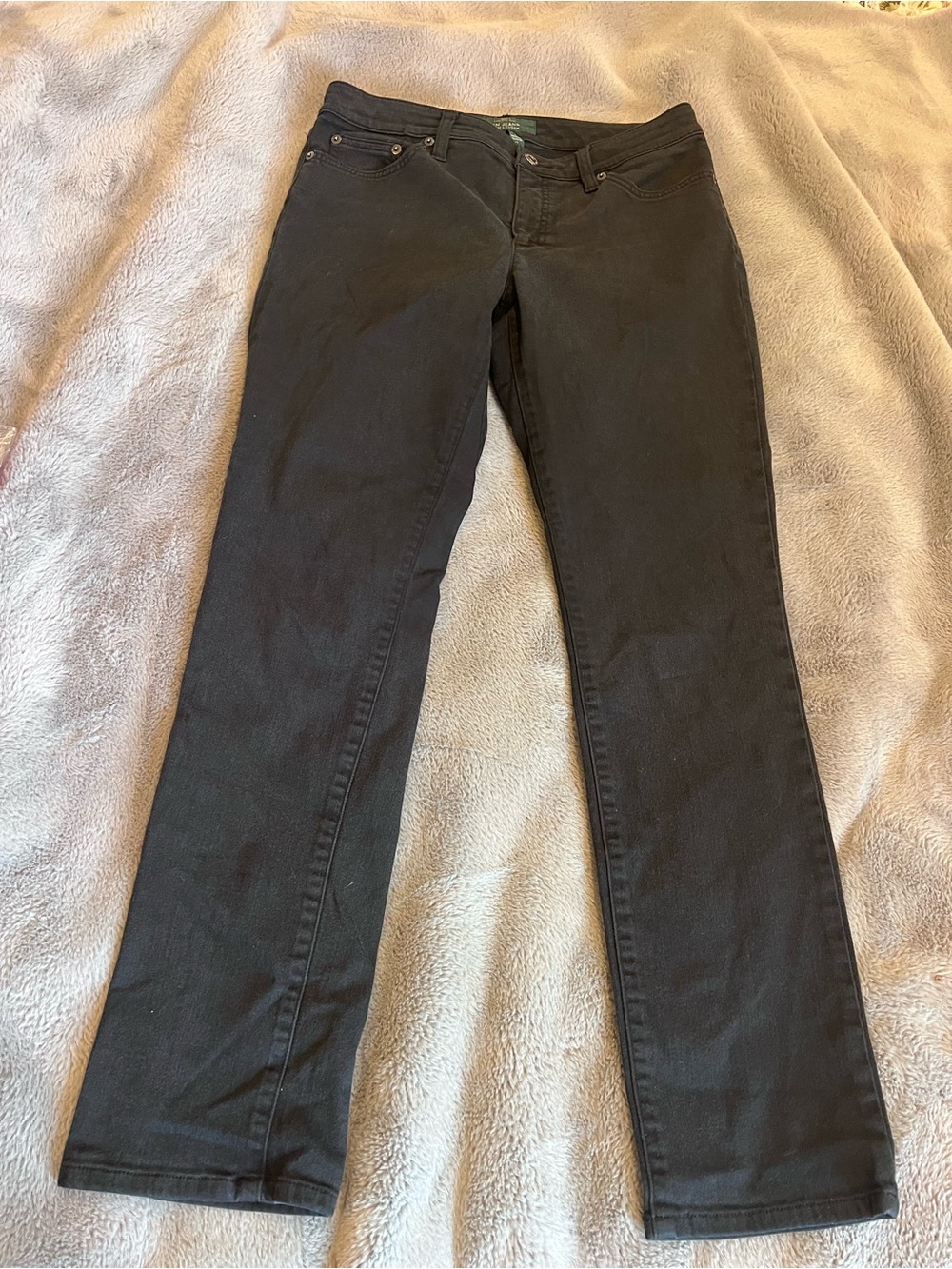 Lauren Jeans Co. Ralph Lauren Women’s Black Dark Wash Straight Stretch Jeans 8